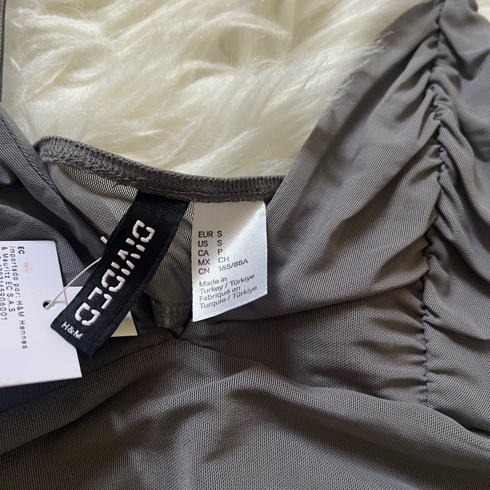 H&M Gray Ruched Spaghetti Strap Top - Picture 3 of 7